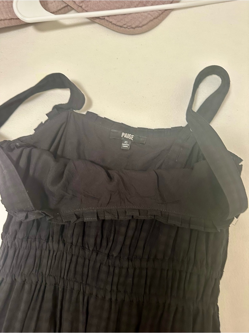PAIGE Black Smocked Strap Dress